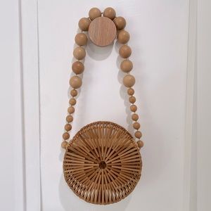 Cult Gaia bamboo wicker bag with wooden bead chain